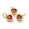 Brass Micro Pave Mixed Color Cubic Zirconia Pendants, Real 18K Gold Plated, Long-Lasting Plated, Heart, Red, 9.3x7.4x5.5mm, Hole: 3mm
