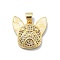 Brass Micro Pave Clear Cubic Zirconia Pendants, Cadmium Free & Lead Free, with Sythetic Opal, Dog, Real 18K Gold Plated, 17x17x5mm, Hole: 4x3.5mm