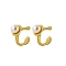 Stainless Steel Imitation Pearl C-shape Stud Earrings for Women