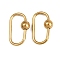 304 Stainless Steel Screw Clasps, Ion Plating(IP), Oval with Round Charms, Real 18K Gold Plated, 25.5x13.5mm