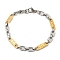 Ion Plating(IP) Two Tone 201 Stainless Steel Oval Link Chain Bracelet, 304 Stainless Steel Clasps, Golden & Stainless Steel Color, 9 inch(22.7cm), Wide: 6.5mm
