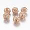 Alloy Rhinestone European Beads, Large Hole Beads, Rondelle with Fleur De Lis, Light Gold, 11x9.5mm, Hole: 4.5~5mm