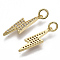 Brass Micro Pave Cubic Zirconia Pendants, Cadmium Free & Lead Free, Lightning, Real 18K Gold Plated, 21x6x2mm, Hole: 3mm