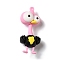 PVC Plastic Cartoon Big Pendants, Burst Eyes Ostrich Charms, for DIY Keychain Making, Pink, 70x29.5x21.5mm, Hole: 2.5mm