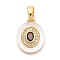Brass Micro Pave Cubic Zirconia Pendents, Cadmium Free & Nickel Free & Lead Free, with Shell and Glass Charms, Real 18K Gold Plated, 14.5x11x2.5mm, Hole: 5x2.5mm
