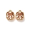 Brass Micro Pave Clear Cubic Zirconia Charms, Cadmium Free & Nickel Free & Lead Free, Real 18K Gold Plated, Cube, PeachPuff, 7x8.5x3.5mm, Hole: 1mm