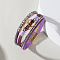 PU Imitation Leather Multi-strand Bracelets for Women, with Golden Magnetic Claspps, Dark Violet, 7-1/2 inch(19cm)