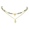 2Pcs 2 Style 304 Stainless Steel Virgin Mary & Cross Pendant Necklaces Set, with Natural Dalmation Jasper Round Beaded Chains, Golden, 15.94~16.14 inch(40.5~41cm), 1Pc/style