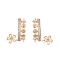 Brass Micro Pave Clear Cubic Zirconia Flower Stud Earring Findings, Half Hoop Earring Findings, for Half Drilled Beads, Nickel Free, Real 18K Gold Plated, 16~18x13mm, Pin: 0.8mm and 0.8mm(for half drilled beads)