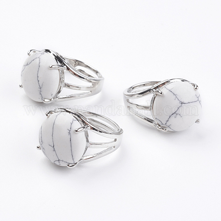 Регулируемые натуральные кольца для рук Howlite RJEW-F075-01Q-1