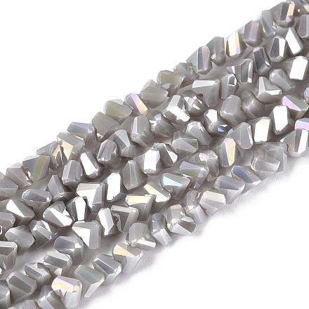 Гальванические непрозрачные стеклянные бусины GLAA-N022-4mm-21-1
