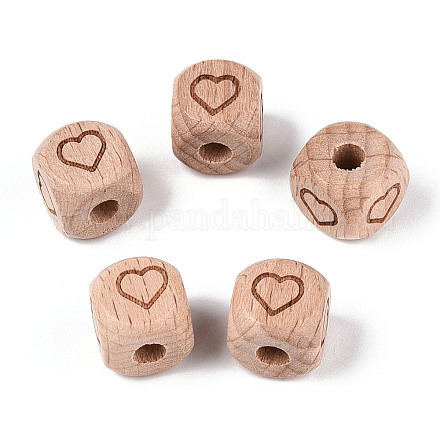Гравированные бусины из бука WOOD-N015-08G-1