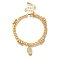 Palm Brass Micro Pave Clear Cubic Zirconia Card Paper Chain Bracelets, Multi-Strand Bracelets for Women, Real 18K Gold Plated, 6-7/8 inch(17.4cm)