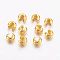 Brass Crimp Beads Covers, Nickel Free, Golden Color, Size: About 3mm In Diameter, Hole: 1.2~1.5mm