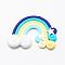 Handmade Polymer Clay Cabochons, Rainbow, Colorful, 36~40x47~53x3mm