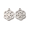 Non-Tarnish 304 Stainless Steel Pendants, Hollow Flower Charms, Stainless Steel Color, 18x15x1.4mm, Hole: 1.4mm