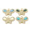 Brass Micro Pave Clear Cubic Zirconia Pendants, Cadmium Free & Lead Free, with Synthetic Opal, with Jump Ring, Real 18K Gold Plated, Butterfly, Mixed Color, 13x23.5x3mm, Hole: 3.6mm