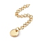 304 Stainless Steel Chain Extender, Curb Chain, with 202 Stainless Steel Charms, Flat Round, Golden, 57~60mm, Link: 3.7x3x0.5mm, Flat Round: 7x1mm