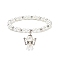 Glass & Plastic Imitation Pearl Beaded Stretch Bracelet with Alloy Fairy Charm for Women, White, Inner Diameter: 2-1/4 inch(5.7cm)