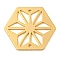 Brass Pendants, Hexagon with Honeycomb Charms, Real 18K Gold Plated, 24x21x1mm, Hole: 1~1.2mm