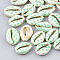 Printed Cowrie Shell Beads, No Hole/Undrilled, Light Green, 20~26x13~18x5~7mm