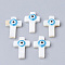 Natural Freshwater Shell Beads, Cross with Evil Eye, Dodger Blue, 17x12x4mm, Hole: 1mm