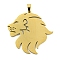 304 Stainless Steel Pendants, Laser Cut, Lion Charm, Golden, 35x36x1.5mm, Hole: 6x3mm