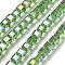 Electroplate Glass Beads Strands, Cube, AB Color, Faceted, Lime Green, 7x7x7mm, Hole: 1.4mm, about 99pcs/strand, 27.44''(69.7cm)