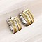 Brass Micro Pave Clear Cubic Zirconia Hoop Earrings, Long-Lasting Plated, Lead Free & Cadmium Free, Real 18K Gold Plated, 13.5x14x7mm