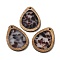 Wood & Resin Pendant, Teardrop Charms, Dark Gray, 35x26x2.5mm, Hole: 2mm