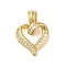 Rack Plating Brass & Clear Cubic Zirconia Pendants, Cadmium Free & Lead Free, Long-Lasting Plated, Heart, Real 18K Gold Plated, 22x15x2.3~6mm, Hole: 5x3.4mm