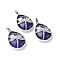 Natural Lapis Lazuli Pendants, with Platinum Tone Brass Findings, Dyed, Lead Free & Cadmium Free, Teardrop with Dragonfly Charms, 40~40.5x26~26.5x9~9.5mm, Hole: 5x7mm