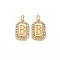 Brass Micro Pave Clear Cubic Zirconia Pendants, Nickel Free, Real 18K Gold Plated, Rectangle with Letter, Letter.B, 16x9.5x2mm, Jump Ring: 5x0.5mm, Inner Diameter: 3mm