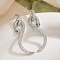 Snake Brass Cubic Zirconia Dangle Stud Earrings for Women, Platinum, 48.5x23mm
