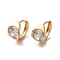 Light Gold Brass Micro Pave Cubic Zirconia Hoop Earrings, Flat Round, 13x9mm