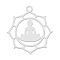 Non-Tarnish 201 Stainless Steel Pendants, Laser Cut, Flower with Yoga, Stainless Steel Color, 21.5x19.5x1mm, Hole: 1.5mm