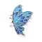 Butterfly Enamel Pins, Alloy Rhinestone Brooches for Backpack Clothes, with Imitation Pearl, Steel Blue, 43.5x30.5mm
