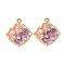 Light Gold Tone Alloy Enamel Pendants, with ABS Imitation Pearl, Rhombus Charms, Rack Plating, Flower, 25x22x4mm, Hole: 1.8mm