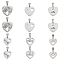 304 Stainless Steel Pendants, Hollow, Polishing, Heart, Stainless Steel Color, 13.5~18.5x13.5~18x3.5mm, Hole: 3x6mm, 12pcs/box