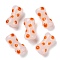 Handmade Bumpy Lampwork Beads, Hand Drawn Beads, with Enamel, Column, Orange, 17.5x9x8mm, Hole: 1.4mm