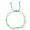 Faceted Glass Rondelle Beads Braided Bead Bracelets, Adjusstable Nylon Multi-strand Bracelets for Women, Medium Aquamarine, Inner Diameter: 11 inch(28cm)