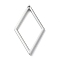 Rack Plating Alloy Pendants, Rhombus, Platinum, 33x18.5x1.5mm, Hole: 0.8mm