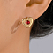 Vintage European Court Heart-shaped Zircon Stud Earrings Party Banquet Accessories.