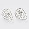 Non-Tarnish 304 Stainless Steel Stud Earring Findings, with Loop, Teardrop, Stainless Steel Color, 22.5x14mm, Hole: 1mm, pin: 0.7mm.