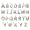 Letter A~Z 304 Stainless Steel Charms, Handmade Engrave Figure, Full Polished, Stainless Steel Color, 12.5~14x6.5~13.5x2mm, Hole: 1.8mm, 26pcs/set