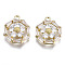 Brass Inlaid Clear Cubic Zirconia Pendants, Cadmium Free & Nickel Free & Lead Free, Flower, Golden, 15.5x13x3.5mm, Hole: 1.4mm