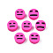 Handmade Polymer Clay Beads, Flat Round with Expression, Deep Pink, 9~10x4~5mm, Hole: 1.6mm
