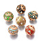 Handmade Indonesia Beads, with Alloy Findings and Iron Chain, Round, Light Gold, Mixed Color, 20x19.5mm, Hole: 2mm