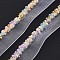 Organza Ribbon, with Glass Seed Beads, Garment Accessories, Light Salmon, 16~19mm