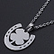 Non-Tarnish 201 Stainless Steel Pendants Necklaces, with Cable Chains and Lobster Claw Clasps, Clover, Stainless Steel Color, 17.71 inch(45cm), 1.5mm